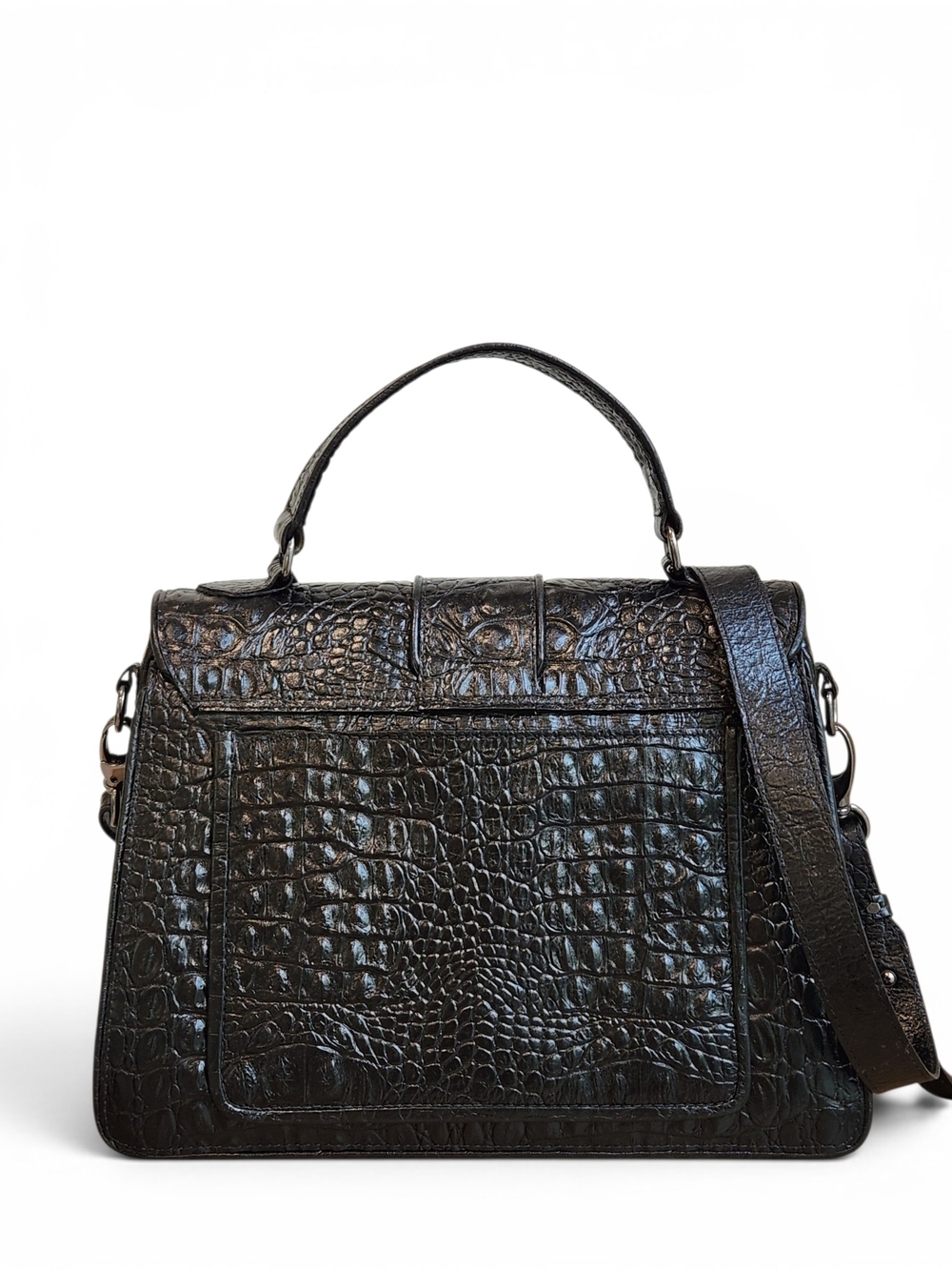 RARE SAAVA Black Crocodile Leather Handmade Custom Order Bag - Picture 2 of 15
